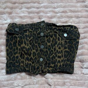 Leopard Print Button-Up Tube Top
